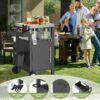 Outdoor Grill Cart With Storage, Rolling Bar Cart With Hooks And Spice Rack Stainless Steel - Black / Silver - Image 6