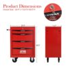 Rolling Metal Tool Chest With 4 Drawers, 20" Steel Storage Cabinet With Ball Bearing Slides - Red / Black - Image 3