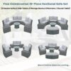 10 Piece Outdoor Sectional Half Round Patio Rattan Sofa Set, Wicker Conversation Furniture Set For Free Combination - Light Gray - Image 8
