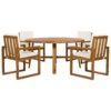 5 Piece Outdoor Patio Dining Set With 4 Armchairs And Table - Beige - Image 15