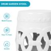Elegant Glazed Ceramic Drum Stool Indoor / Outdoor Side Table Accent Garden Stool - White - Image 6
