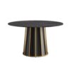 Modern Artificial Stone Round Metal Iron Base Dining Table, Can Accommodate 6 People (Not Including Chairs.) - Black - Image 5
