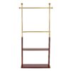 Hanger Double Layer Coat Rack With Solid Wood Partition - Gold / Walnut - Image 16