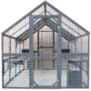 Spacious Wooden Cat Catio Outdoor Kitty House With Bridges And Roof Cover - Gray - Image 2