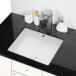 20" X 15.5" Modern Rectangular Undermount Bathroom Sink With Overflow Ceramic - White