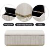 Chic Corduroy Upholstered Storage Ottoman With Vertical Stripe Design - Light Gray - Image 4