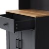 Farmhouse TV Stand With Solid Wood Gourd Shaped Legs For TVs Up To 70", Entertainment Center With Bookshelves & Tempered Glass Doors, Media Console With Adjustable Shelves, Living Room - Black / Natural - Image 17