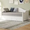 Twin Size Daybed With Extendable Trundle And Storage Drawers, Cottage Style - White - Image 4