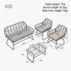 Elegant 4 Piece Wicker Patio Furniture Set With Tempered Glass Table And Detachable Cushions - Gray - Image 3