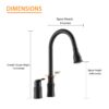 16.9" Kitchen Sink Faucet With Separate Handle And Pull Down Sprayer, Lead Free Brass - Matte Black - Image 3