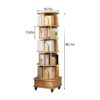 6 Tier Rotating Bookshelf With Wheels And Drawer, 360° Spinning Design, Space Saving Storage, For Home - Wood - Image 3