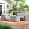 Stylish 3 Person Seating Group With Cushions Perfect For Outdoor Relaxation - Gray Mix - Image 8