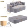 2 In 1 Foldable Sofa Plush Corduroy Sofa Convertible Floor Sofa Bed Deep Seating With Multi Functional Blanket Suitable For Living Rooms - Light Gray - Image 22