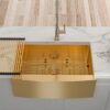 Farmhouse Sink 30" Kitchen Sink Stainless Steel 16 Gauge Apron Front - Gold - Image 4