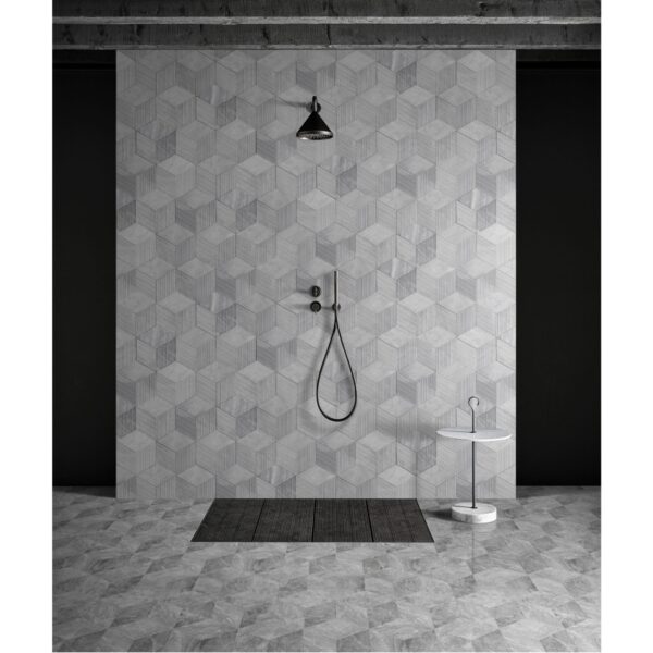 Hexagon Carrara Polished Marble Tile For Wall And Floor Stone (Set of 12) - Natural / Gray