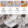Modern Artificial Stone Pandora White Curved Metal Leg Dining Table, Can Accommodate 6-8 People - Antique White - Image 8
