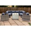 Premium 6 Person Wicker Patio Seating Group With Deep Cushions And Concrete Fire Pit - Gray Mix - Image 2