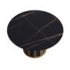 Modern Artificial Stone Round Metal Iron Base Dining Table, Can Accommodate 6 People (Not Including Chairs.) - Black - Image 3