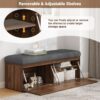 Shoe Storage Bench Entryway Shoe Cabinet Storage Ottoman With Padded Seat Cushion And Double Doors For Entryway, Hallway And Bedroom - Dark Gray - Image 7