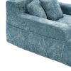 Chenille Interior Lazy Sofa Chaise Lounge Armchair With 3 Pillows And Armrests - Mint Blue - Image 15
