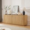 Contemporary Wave Pattern Sideboard Storage Cabinet TV Stand - Natural - Image 2