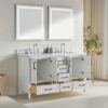Freestanding Double Bathroom Vanity With Extra Black Handles - White - Image 16