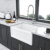 Elegant Farmhouse Style Small Apron Front Ceramic Kitchen Sink 24" Single Bowl Reversible Design - White - Image 6