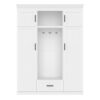 Hall Tree With Bench And 3 Hooks, Modern Entryway Storage Organizer Cabinet With 4 Doors, 1 Drawer And Adjustable Shelves For Hallway, Entryway, Living Room - White - Image 10
