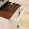 Kitchen Island Cart With Foldable Tabletop & Drop Leaf Mobile Breakfast Bar With Wood Top And Storage - White / Walnut - Image 16