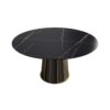 Modern Artificial Stone Round Metal Iron Base Dining Table, Can Accommodate 8 People, (Not Including Chairs) - Black - Image 3