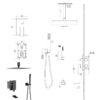 12" Ceiling Mount Square Shower System With Waterfall Tub Spout And Rough In Valve - Matte Black - Image 3