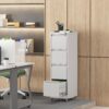 4 Drawer Metal Locking Vertical File Cabinet With Wheels Heavy Duty Lockable Storage For Home & Office - Brushed Nickel - Image 9