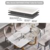 63" Modern Artificial Stone Pandora White Curved Metal Leg Dining Table, 6 People - Antique White - Image 10