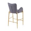 Velvet Fabric Counter Height Bar Stools (Set of 2) With Legs And Footrests, 28.75" - Gray - Image 11
