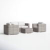 Stylish Outdoor Wicker Sofa And Chair Set With Cushions - Gray Mix - Image 2