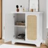 Rattan Decorated Sideboard Buffet Storage Liquor Cabinet - White - Image 6