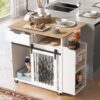 Modern Style 2 In 1 Pet Friendly Dog Crate Kitchen Island End Table Metal Pine - Natural / White - Image 2