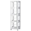 4 Tier All Steel Rotating Bookshelf With 360° Wheels, Large Size Sturdy & Spacious Book Rack, New Style Bookshelf - White - Image 5