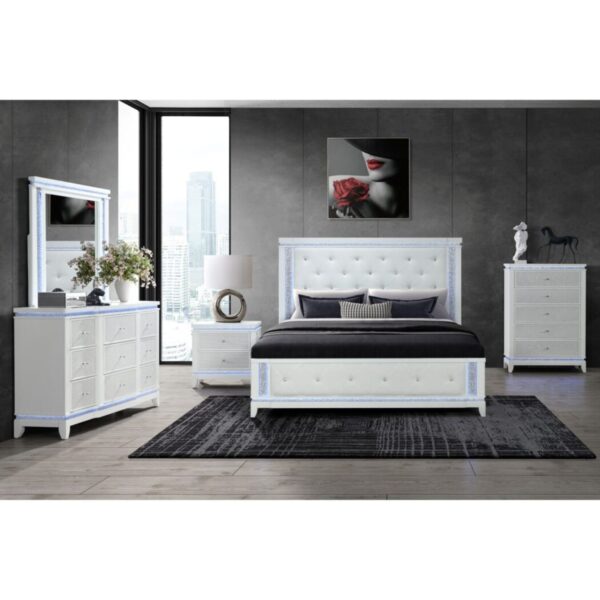 Adalid - Full 5 Pieces Bedroom Set With And LED Lights - White
