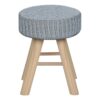 Ottoman, Pouf, Footrest, Foot Stool, Round Velvet, Natural Wood Legs, Contemporary, Modern - Gray - Image 2