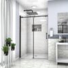 Single Sliding Bypass Shower Door Enclosure With Tempered Glass - Matte Black - Image 2