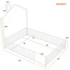 Full Size Metal House Platform Bed With Guardrail And Chimney - White - Image 3