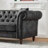 Chesterfield 3 And 2 Seater Sofa Set, High Tech Fabric, Roll Armrest, Upholstered Mid Century Modern Couch - Black - Image 13