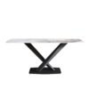 Modern Artificial Stone Pandora White Curved Metal Leg Dining Table, Can Accommodate 6-8 People - Antique White - Image 10