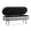 Ottoman Oval Storage Bench With Rubber Wood Legs Linen - Gray - Image 8
