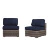 6 Person Outdoor Sofa Set With Premium Cushions, All Weather Wicker - Dark Blue / Gray Mix - Image 7