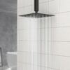 Square Rainfall Shower Head Wall Or Ceiling Mounted, Modern Bathroom Fixture - Matte Black - Image 2