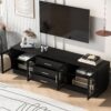 Modern Minimalist TV Stand For TVs Up To 75", Entertainment Center Media Console Cabinet With Adjustable Shelves - Black - Image 5