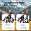 Premium Nursing Folding Wheelchair Frame Double Brakes Adjustable Seat Belt & Breathable Cushion Safe Comfortable Ride With Anti Backflip & Stability Features - Black / Gray - Image 4