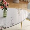 Modern Luxury Marble Dining Table Set Oval Kitchen Table With Stainless Steel Base - Gold / White Print - Image 4